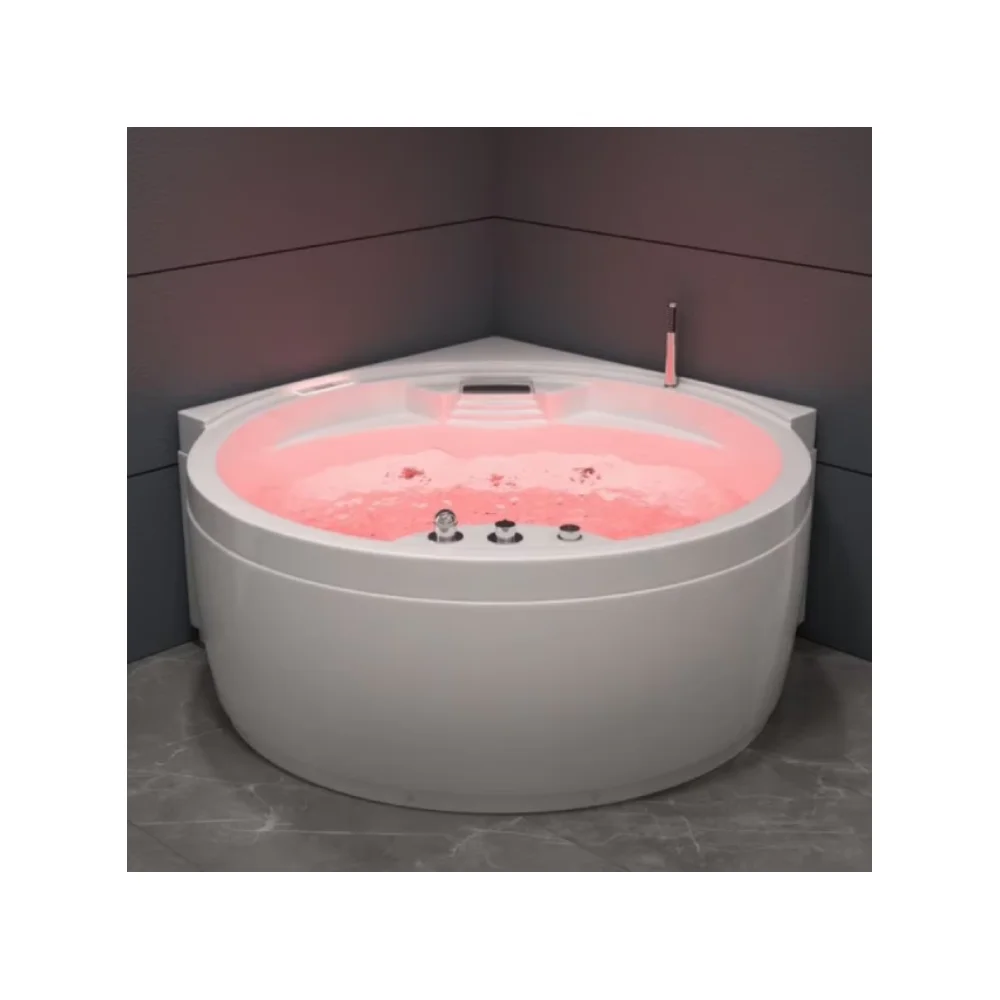 Modern Acrylic round Corner Freestanding Bathtub with Air Bubble Massage Feature Indoor Whirlpool Spa Tubs for Hotels