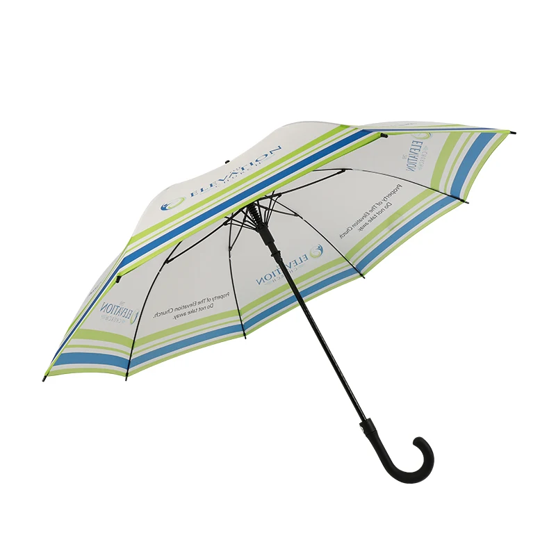 New Model High Quality Waterproof Business Golf Umbrella J Shape Rubber Handle Straight Umbrella for Sale