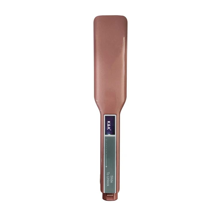 Salon Use Private Label Rose Gold Wide Flat Iron Hair Straighten Titanium Profession Customized Flat Iron with Lcd Screen