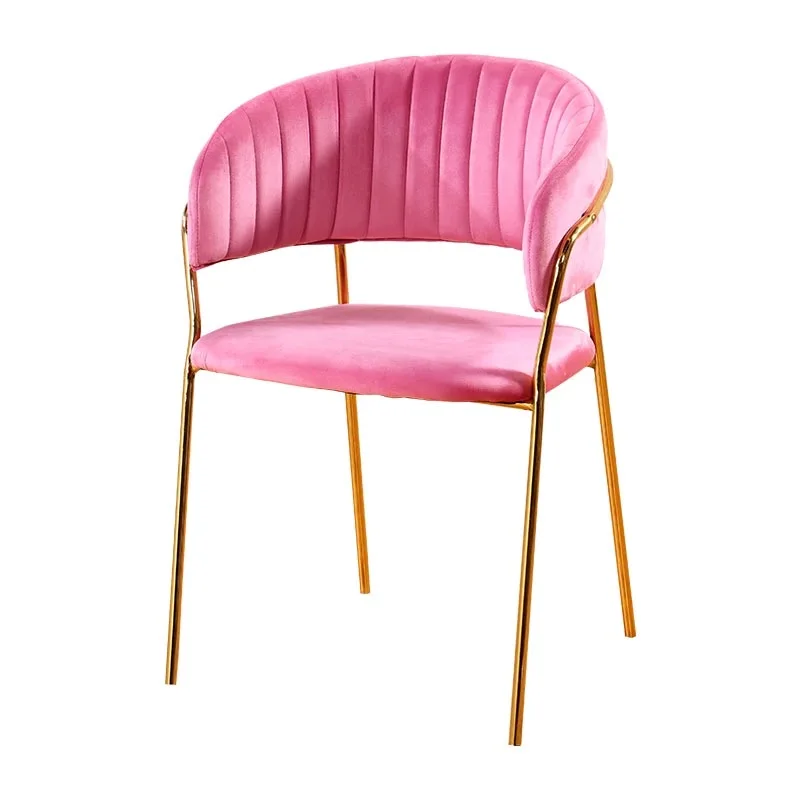 High Quality Luxury Velvet Dining Chairs Customized Metal Frame Fabric Upholstered Cushion Chair Internet celebrity chair
