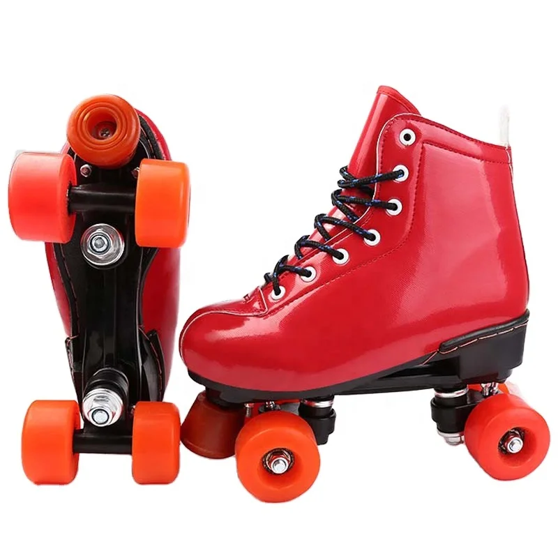 Professional custom rink rental roller skating shoes high rebound PU wheel quad roller skates shoes