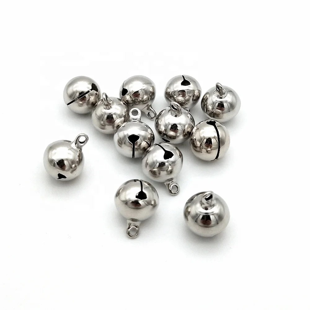 Promotional 12mm width silver color metal decoration craft DIY making small bell xmas decorative jingle bell for gift