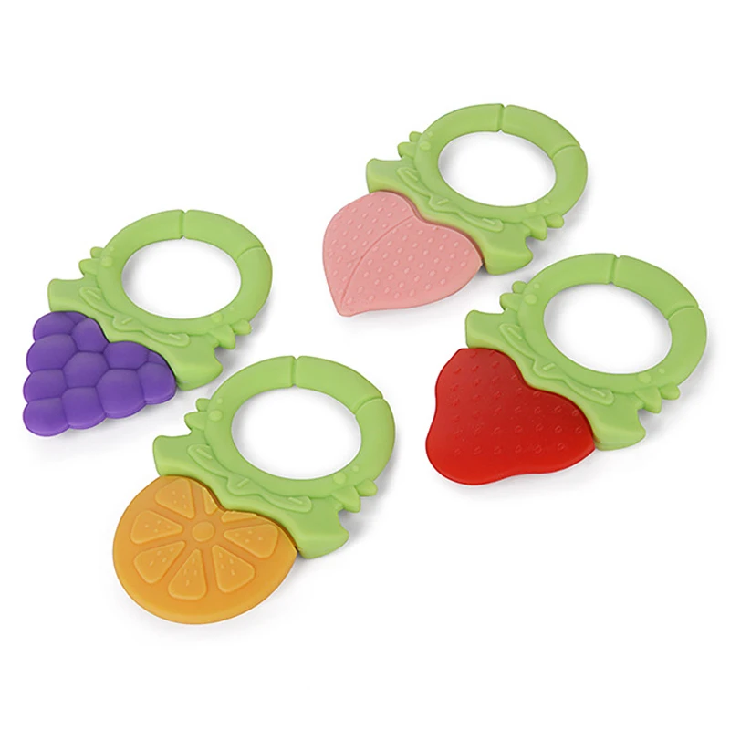 Wholesale Best Selling Teether Ring Fruit Molar Stick Bite Fruit Strawberry  Silicone Teether