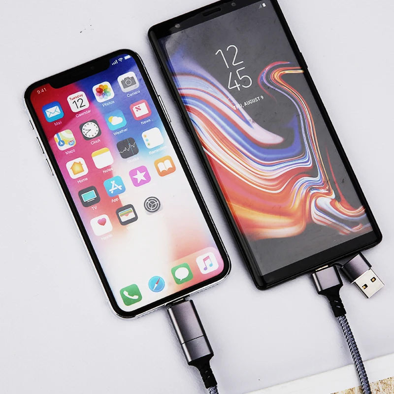 Многоцелевой зарядный шнур 3 в 1 Amazon Basics с разъемами Micro-USB типа C для iPhone 11 12 samsung S8