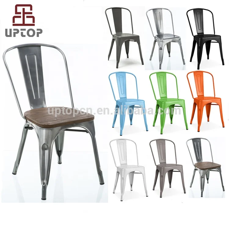 (SP-MC035) Industrial antique armless stacking metal dining chair for restaurant
