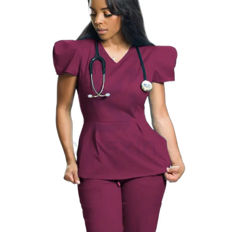 High Quality Nursing Hospital Work Wear Clothing Suits Women Scrubs Uniforms Short Sleeve Nurse Scrub Sets