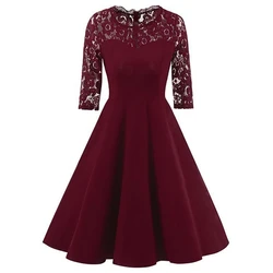 2020 Low MOQ Vintage Lace Skater Dress With Mid Sleeves Wedding Vestidos