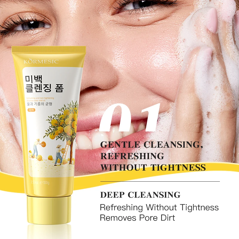 KORMESIC Private Label Organic face wash KR 100g Moisturizing Facial Cleanser 90% Grapefruit &5% nicotinamide Whitening Cleanser
