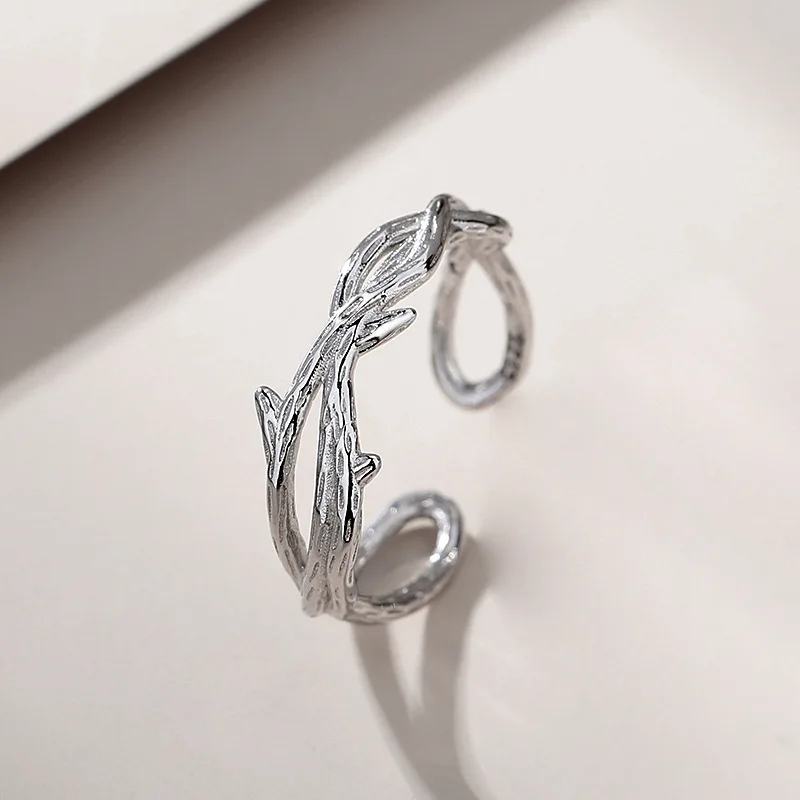 Romantic retro 925 Sterling silver rose shaped couple ring for woman and man