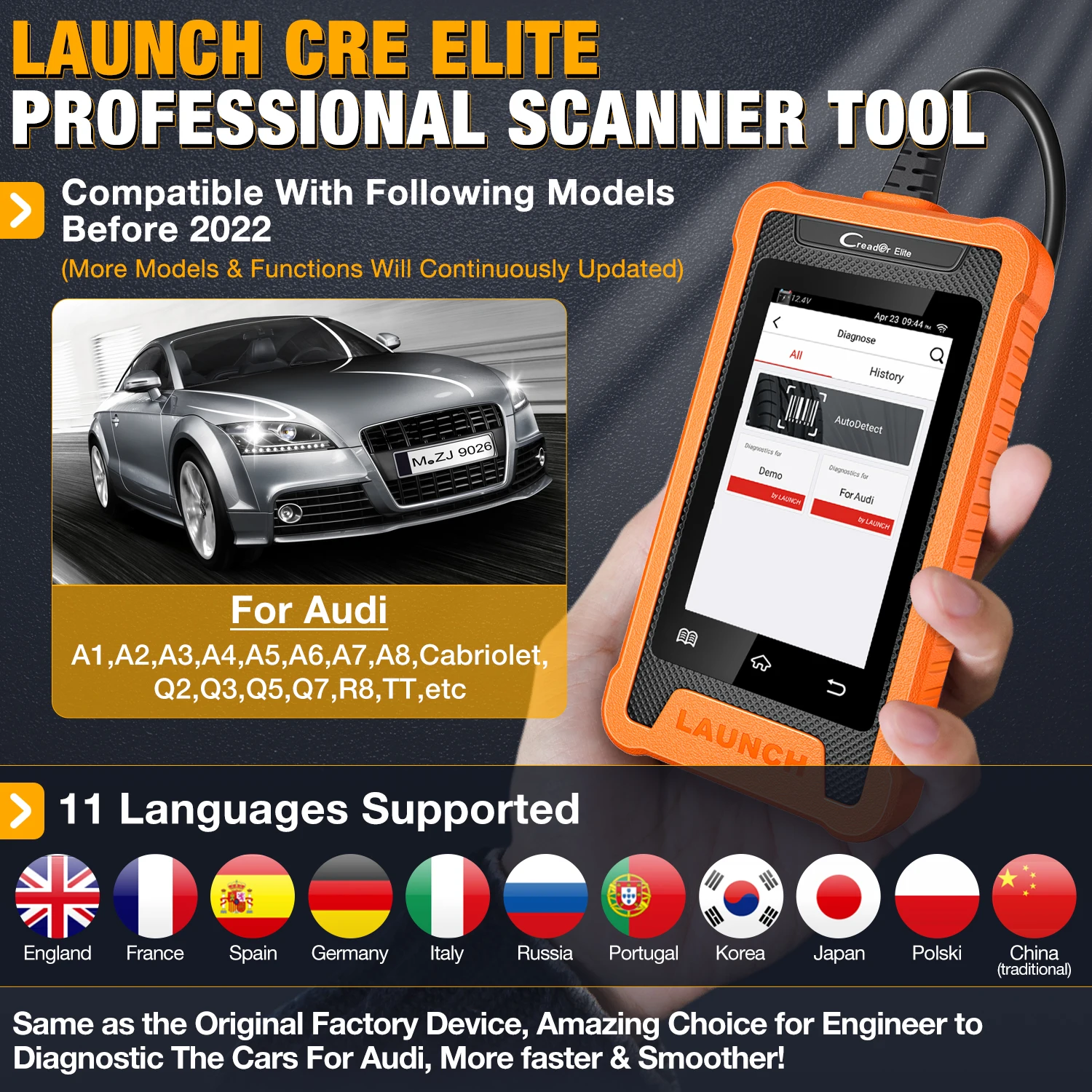 2023 New Product LAUNCH  X431 Creader Elite Full System Car Code Reader Scanner Automotriz Diagnostic Tool For Mercedes