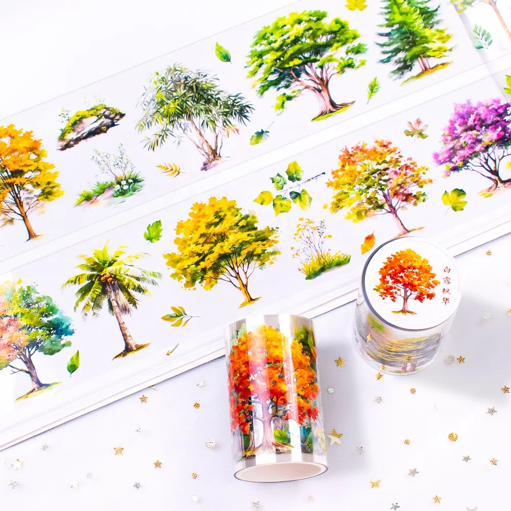 Custom PET Washi Tapes Sticker Transparent PET Tape Waterproof Clear Journal PET Tape for Scrapbooking