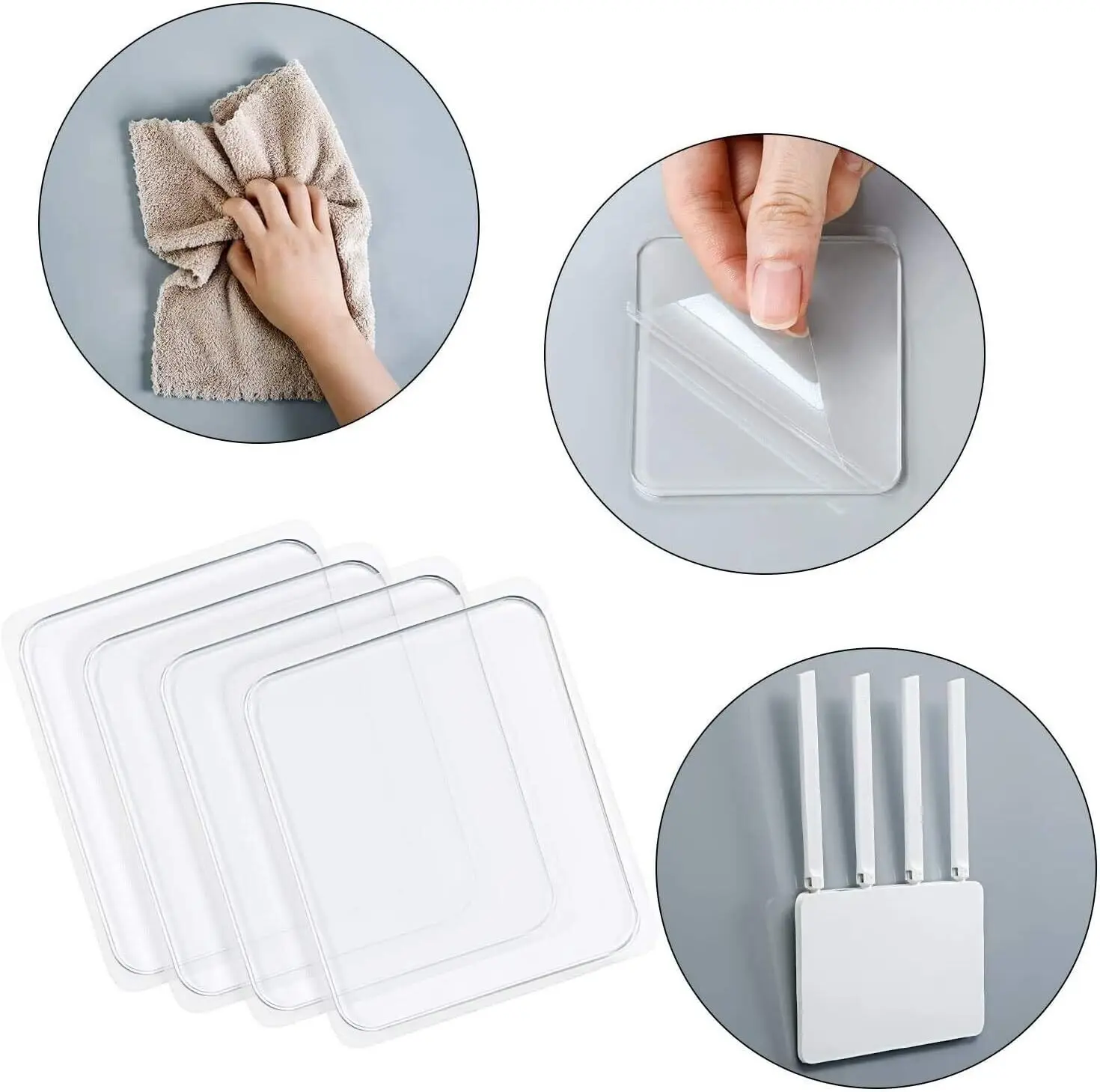 10Pcs Sticky Anti-Slip Mat Washable Gel Pads Removable Double Sided Grip Stickers(Transparent)