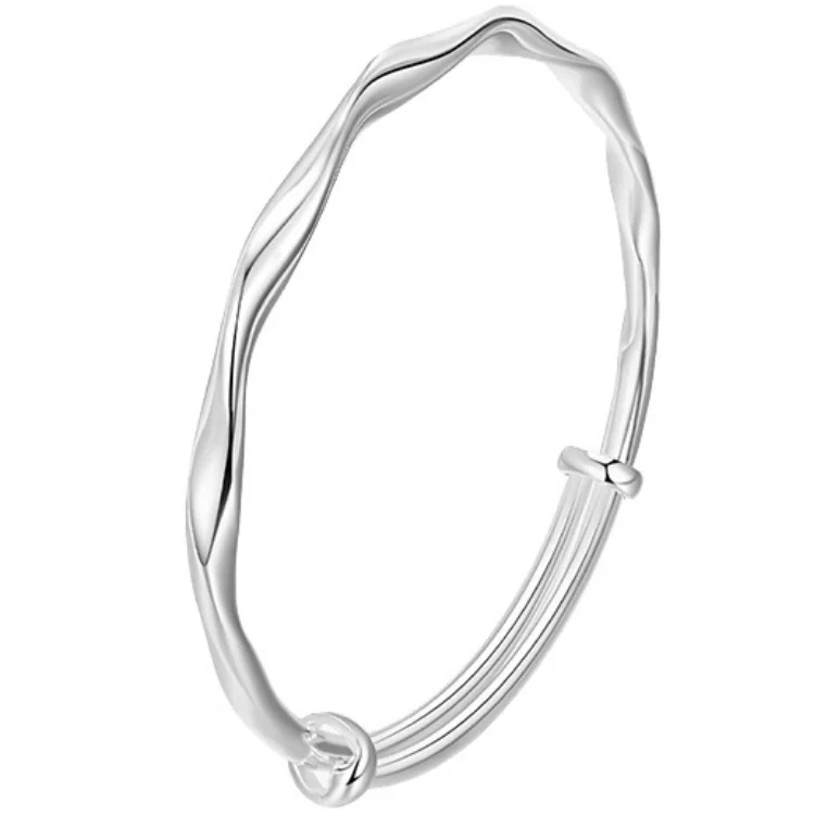 Fashionable Twist Bracelet Adjustable Bangle 925 Sterling Silver Wave Bracelet Classic Circle Bracelet Bangle Jewelry  Women