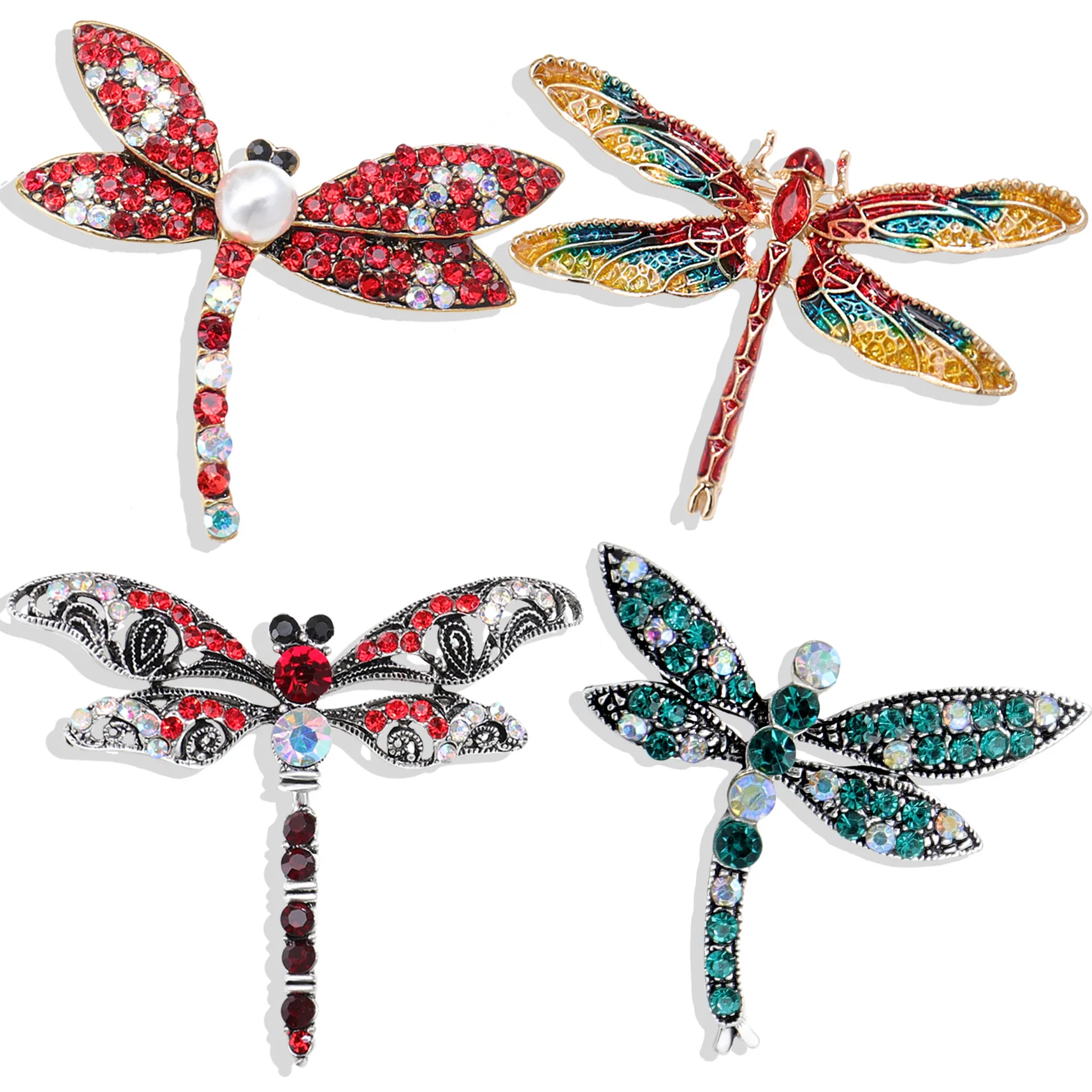 Stylish vintage insect Drop Oil Dragonfly Corsage Premium Rhinestone Bee brooch