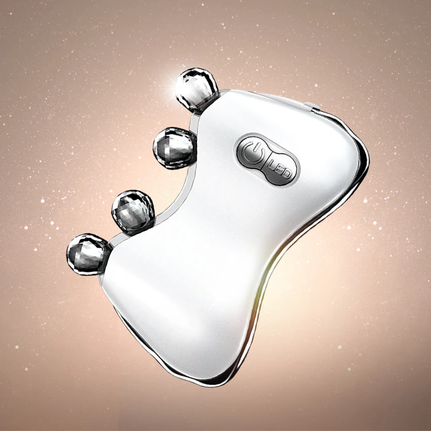 2 in 1 Facial Roller Massager Face Neck Lift Gua Sha Side Microcurrent Facial Toning Device