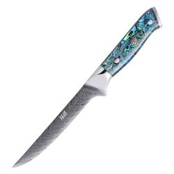 FINDKING Gorgeous Series 6 Inch Steak Knife Abalone Shell Handle 67 Layers Damascus Steel Kitchen Boning Knife with Gift Box