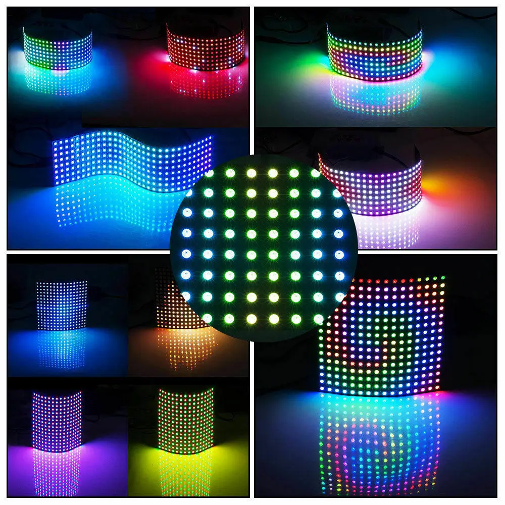 PILEDS Led Matrix Wholesale Flexible RGB Pixel Panel DIY Programmable Display Screen DC5V WS2812 SK6812 WS2812b 8x8 8x32 16x16