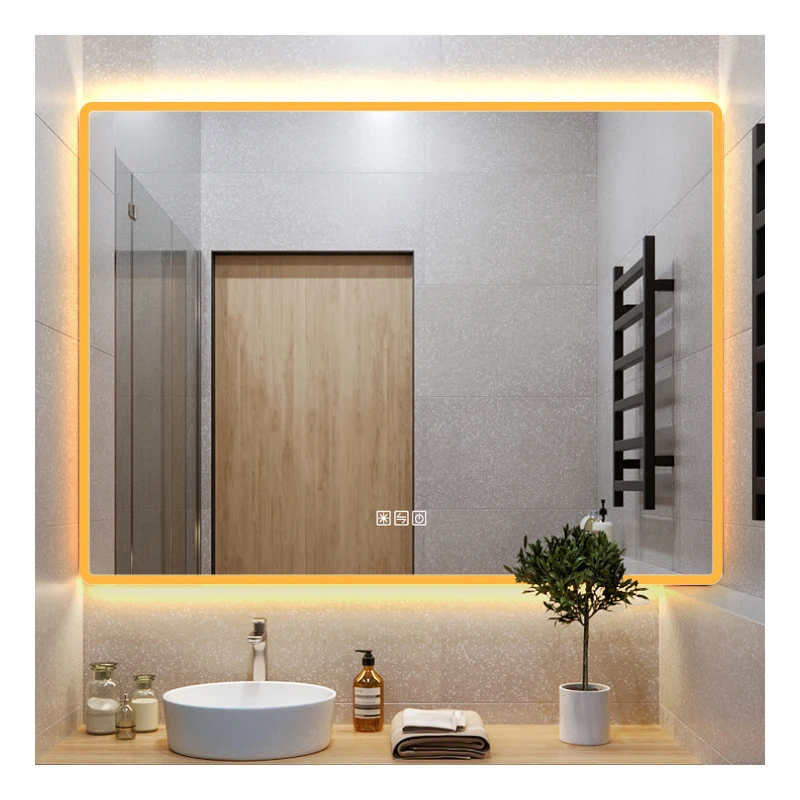 Professional Design Hotel Smart Frameless Touch Screen Dimming Light Modern Bathroom Led Backlight Mirror