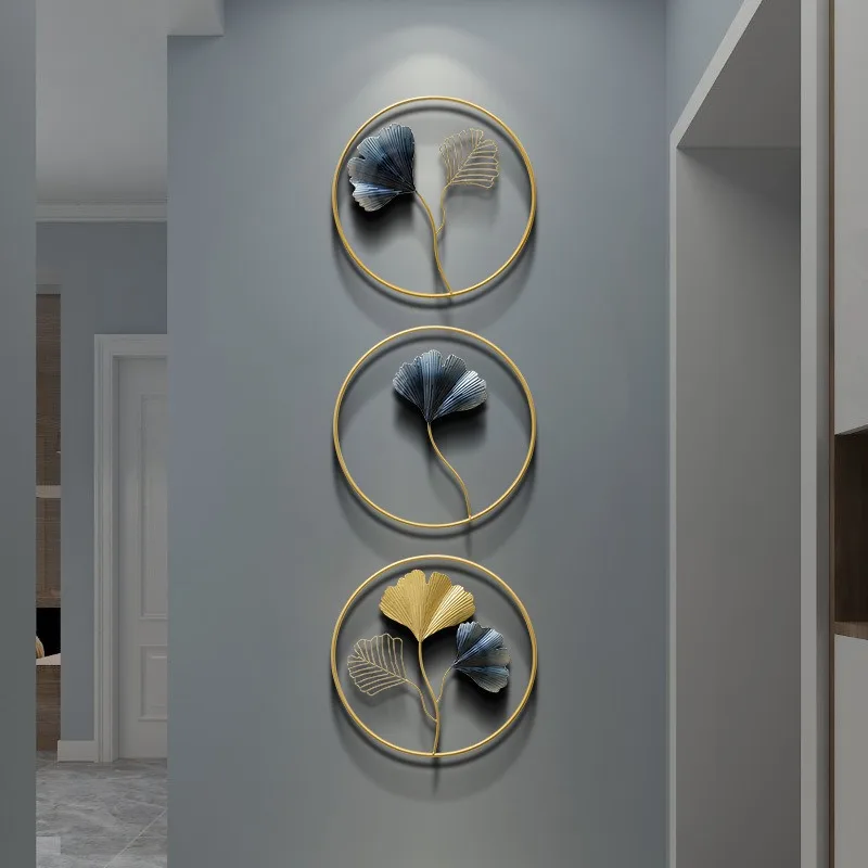 Modern Metal Ginkgo Leaf Wall Hanging Wall Porch Living Room Background Wall Decoration Light Luxury Decoration Pendant