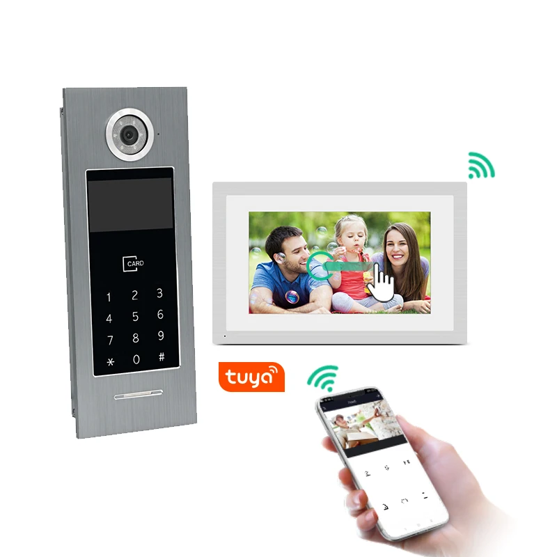 Tuya IP video door phone intercom multi apartment doorbell camera card access works with mobile phone