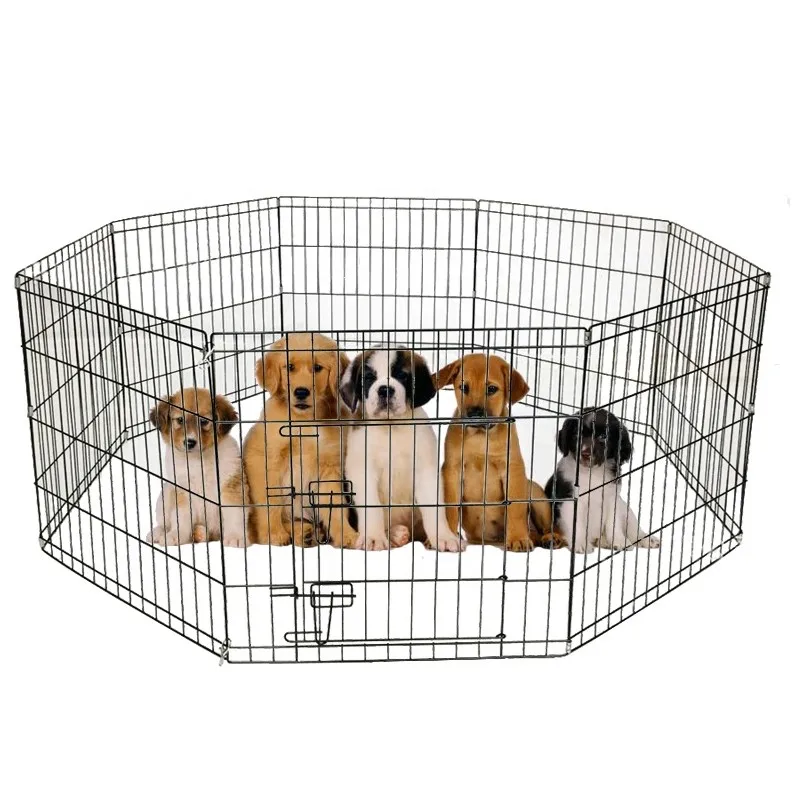 Stainless Small 8 Panel Pet Fence Cat Cage Houses Outdoor Dog Enclosure Black Metal Pet Playpen For Animal Cages