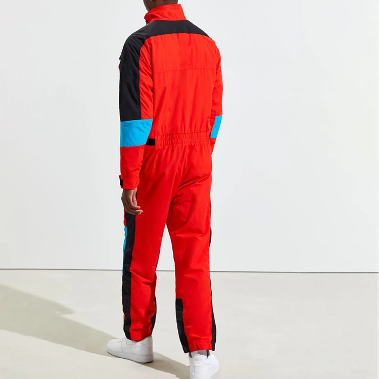 Latest fashional models mens OEM clothing tracksuit patchwork wind suit patchwork jumpsuits for men