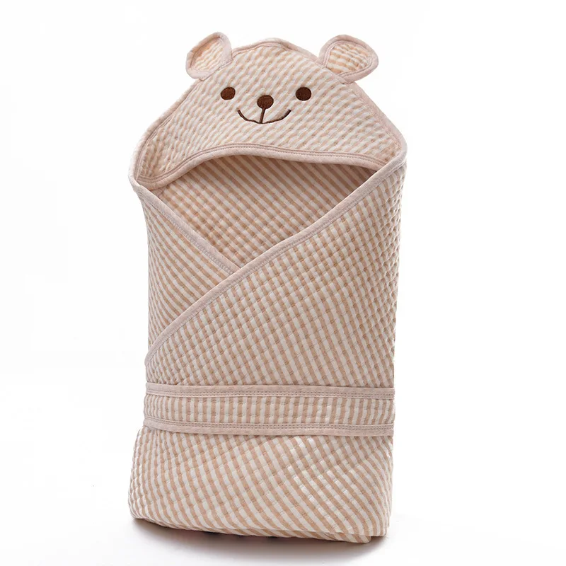 Super Soft Muslin Robe Hooded Bathrobe With Straps Baby Swaddling Wrap