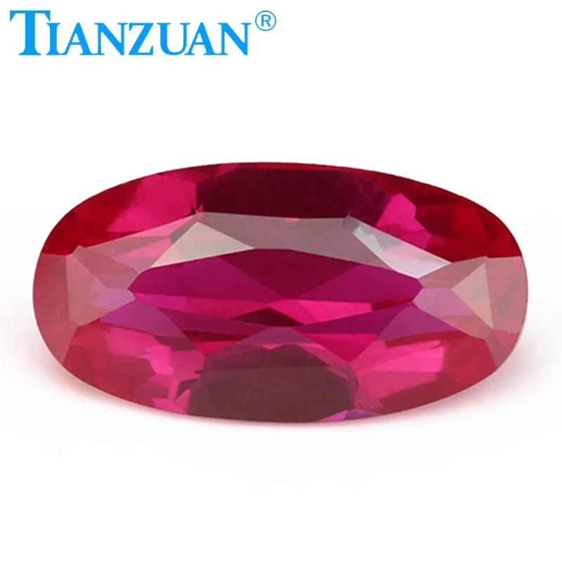 wuzhou hot deal synthetic red ruby loose Gemstone ruby 5# corundum stone oval shape natural cutting