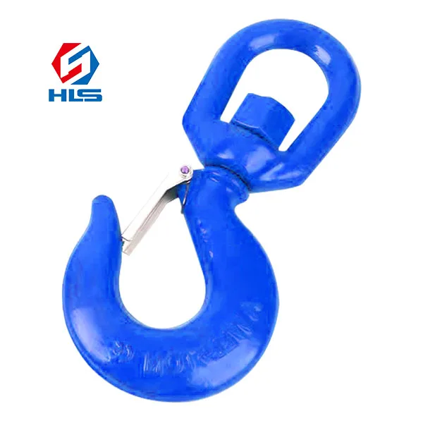 Wholesale Heavy Duty Swivel Safety Chain Hook 45# Carbon Steel 322C Rigging Hook with Latch For Lifting