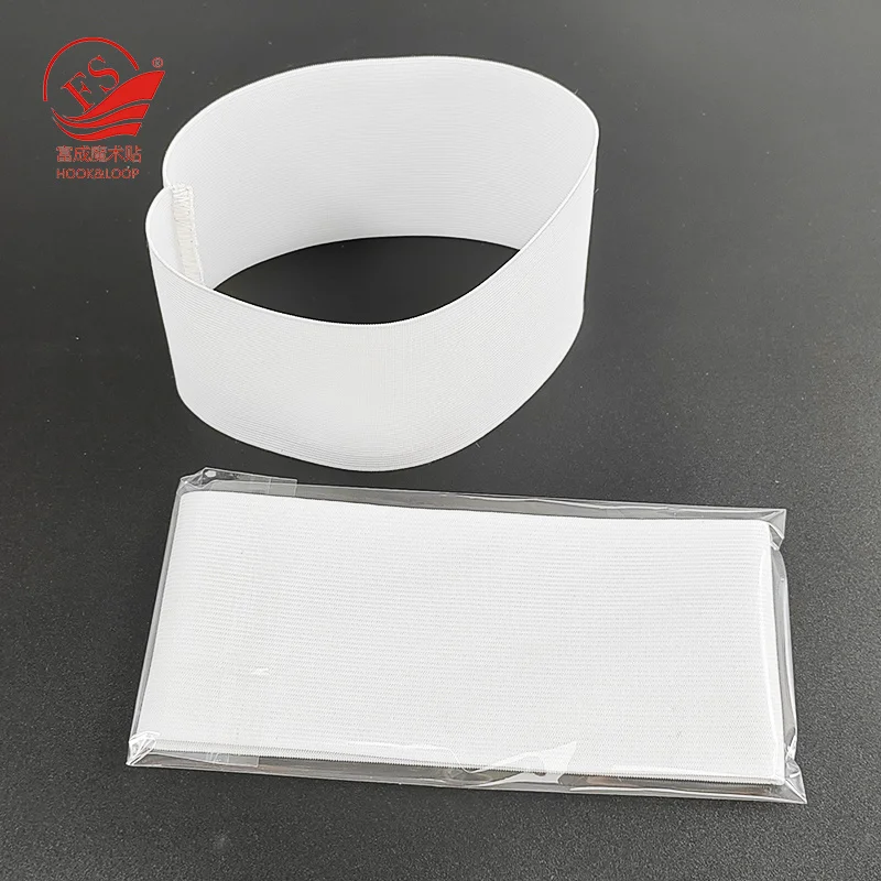 Wholesales 80*360 mm  Elastic Hook And Loop Soccer Football  Captain Armband In White Color