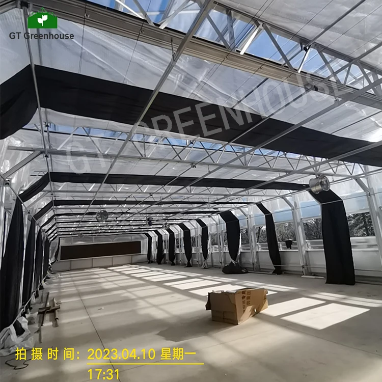 GT California project 100% blackout system medical plant hemp polycarbonate blackout greenhouse