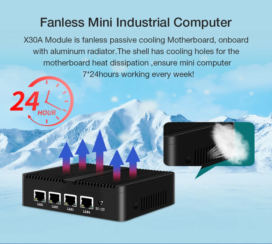  XCY pfsense mini pc безвентиляторный J1900 четырехъядерный сетевой брандмауэр сетевое устройство 4 Lan VPN