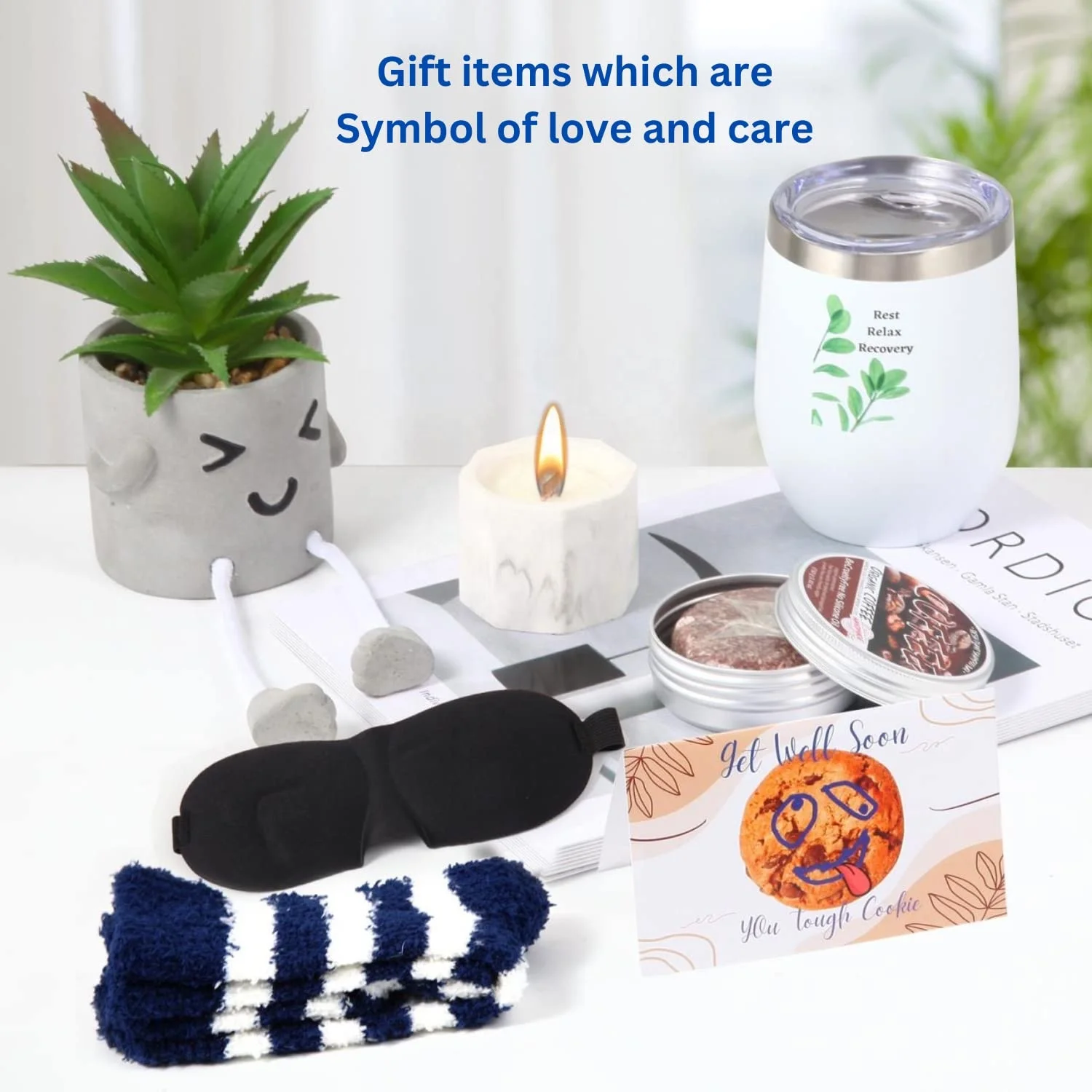 Blanket Eye Mask Socks Card Post Surgery Care gift set for Men Get Well Soon Gift item BlackBirthday fathersday gifts set custom