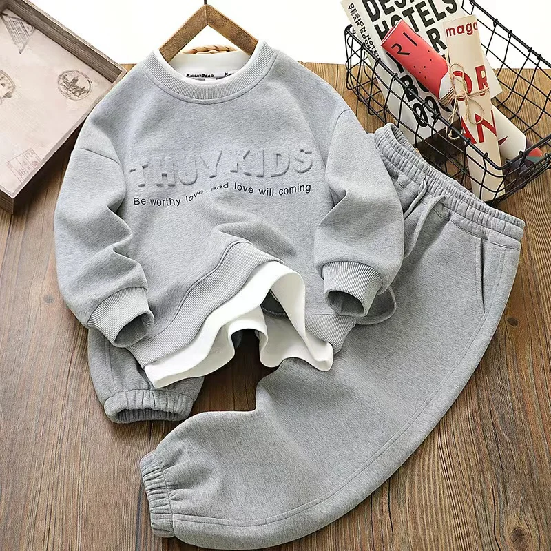 Child Sweatshirt And Pants Suit Kid Kids Sets Two Piece  Winter Clothing Sets Tracksuit Sweatshirt With Sweatpants 2 Piece