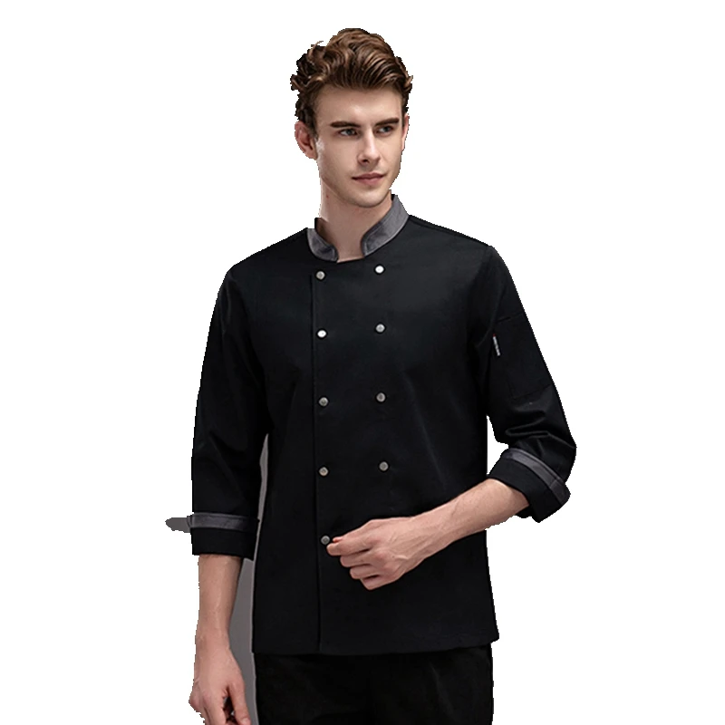  Chef dress custom long-sleeve catering work clothes printing bakers double-breasted chef labor insurance