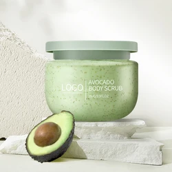 Custom own logo natural skin care 100% organic shea butter bodyscrub exfoliate wholesale ice cream fruit avocado body scrub