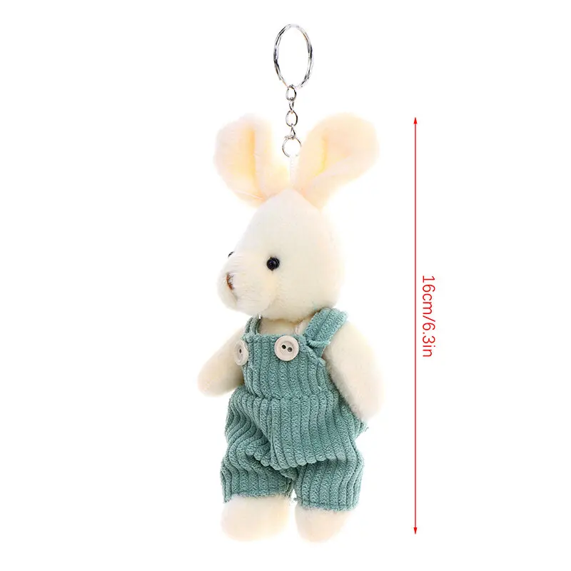 Popular Design 16CM Cute Little Rabbit Doll Plush Toy Dress Up Couple Rabbit Keyring Pendant Doll Gift