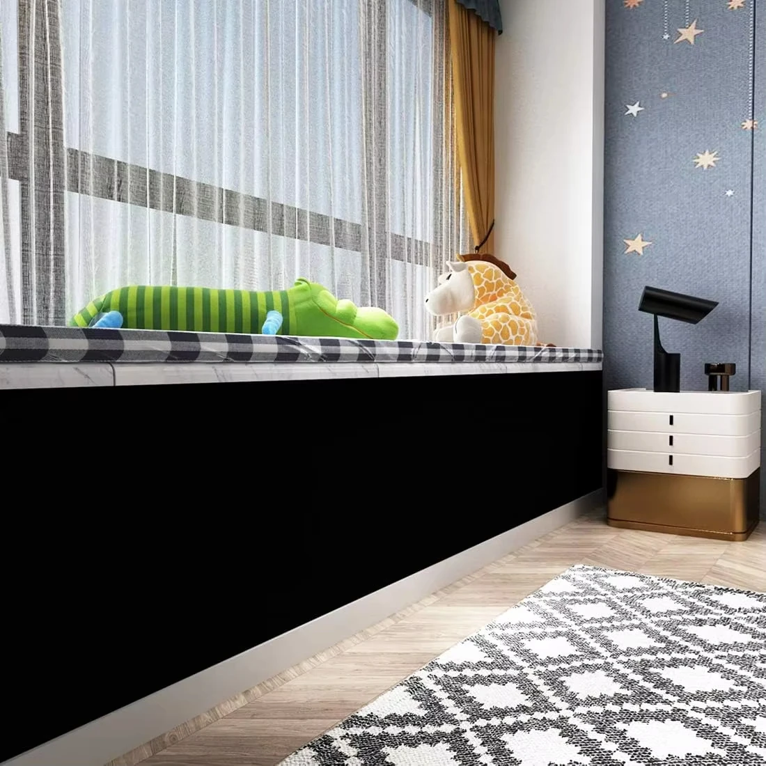Matte Black Contact Paper Peel and Stick Kitchen Vinyl Wrap Self Adhesive Solid Wall Wallpaper for Living Room