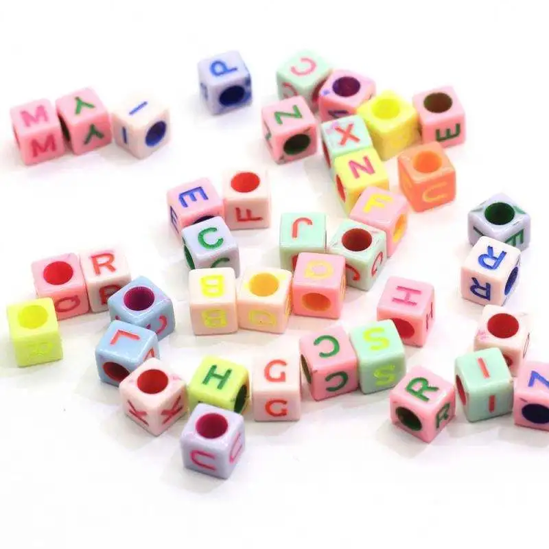 500g/lot Acrylic Plastic Alphabet Letter Beads Charms Pastel Color Alphabet Acrylic Loose Spacer Beads With 3.5mm