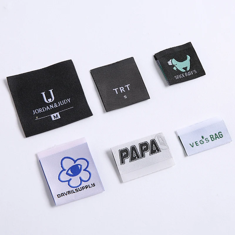 Custom wholesale private neck label tags Fashion Design Luxury woven labels tags for t-shirt