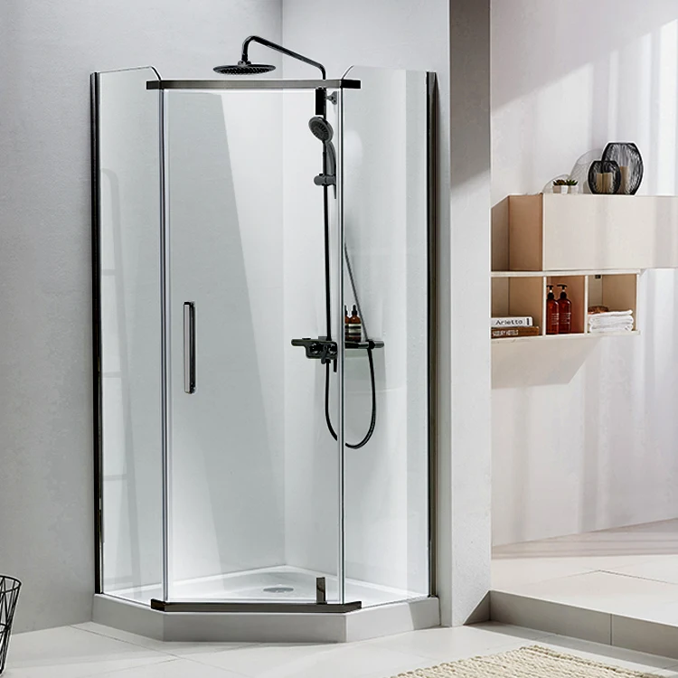 Neo-Angle Pivot Bathroom Shower Cubicle Diamond 3 Side Frameless Glass Panel Shower Enclosure