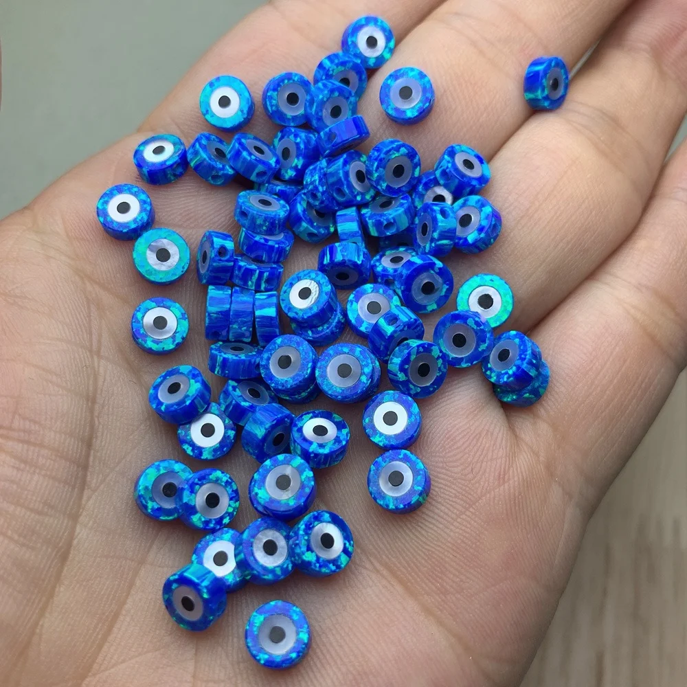 Synthetic Opal MOP Shell Gemstone Beads Jewelry Making Turkey Evil Eye Loose Wholesale Custom 6mm Round Blue Heat 3mm SN CN;GUA