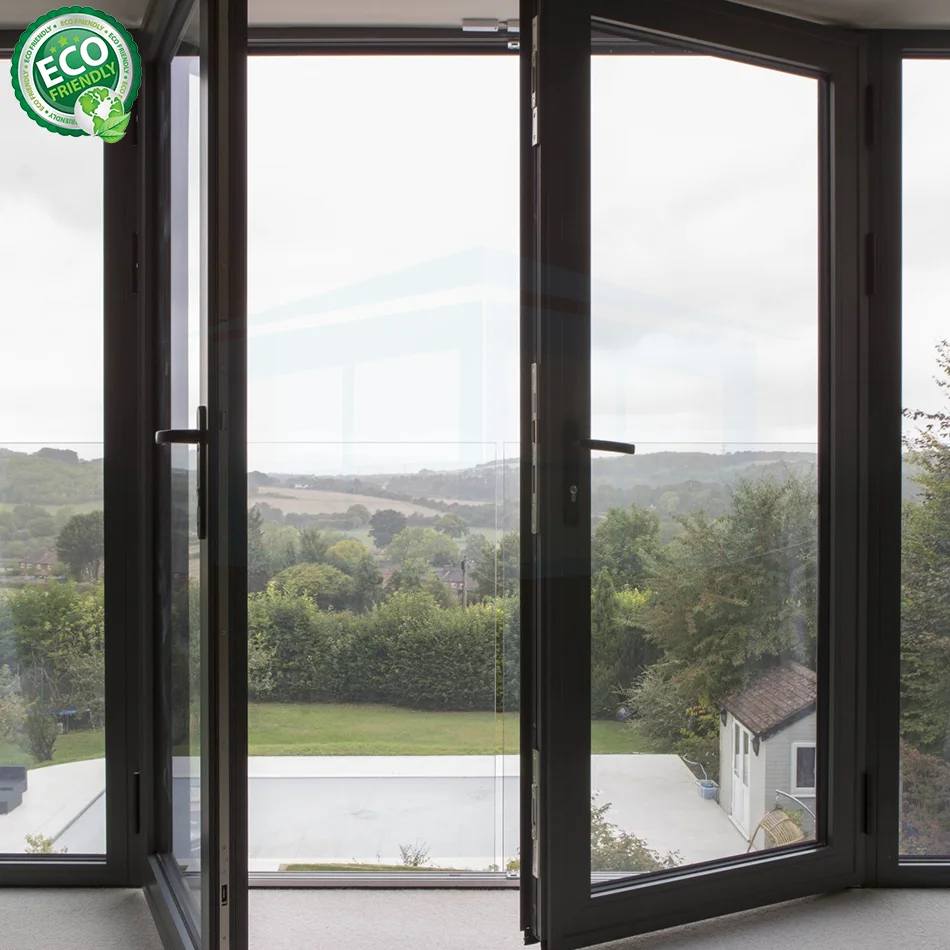 China Manufacturer House Hurricane Approved Tempered Glass Aluminum Profile Frosted Glass Aluminum Swing Doors Casement -