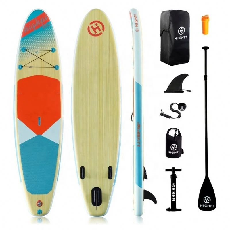 2023 Hot Sale Best Seller 11Ft Maple Sale High End Quality Premium Uv Print Camera Hole Wood Grain Sup Paddle Board Inflatable