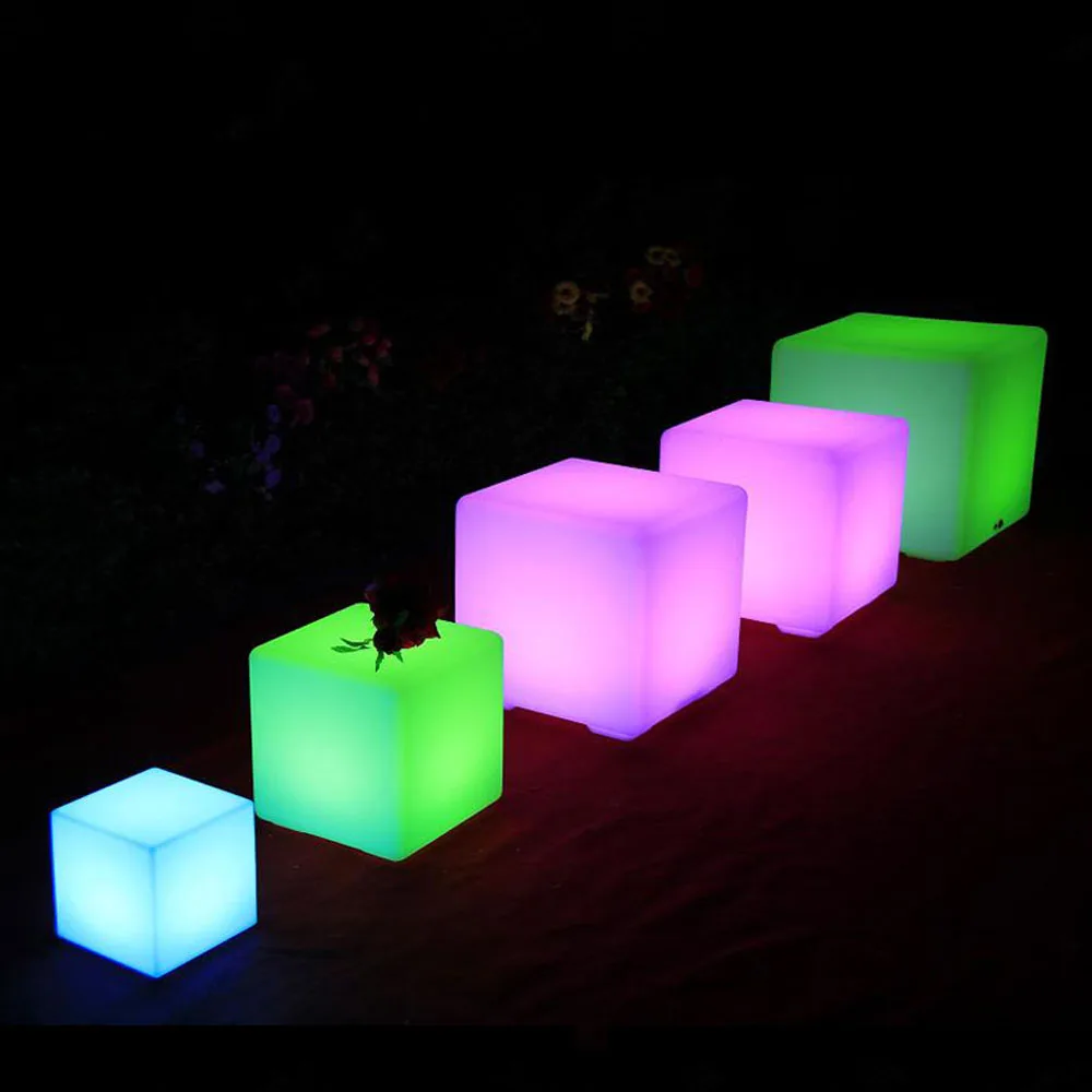 Solid LED Glow Cubes/glowing cube stools side table /illuminated glow accent piece
