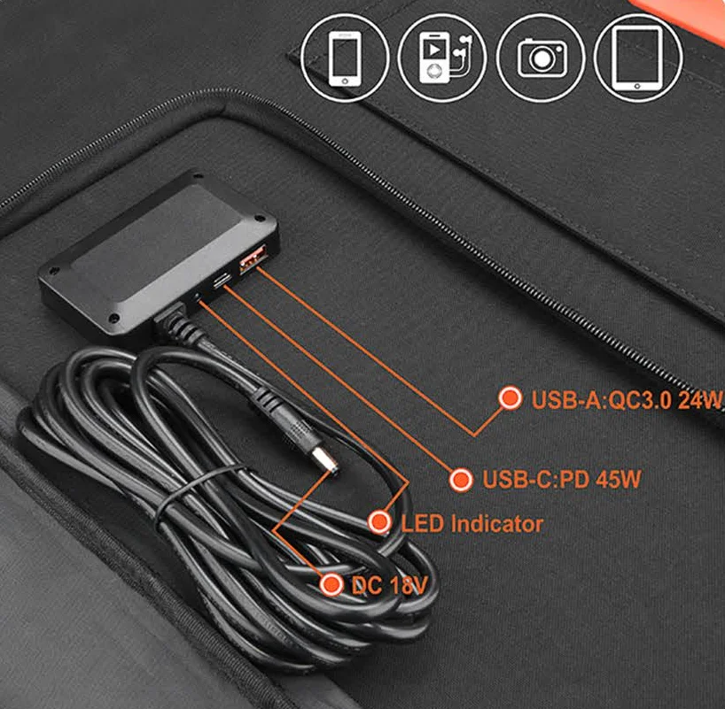 Portable Solar Panel With USB Outdoor 12v Battery Folding Solar Panel Bag
