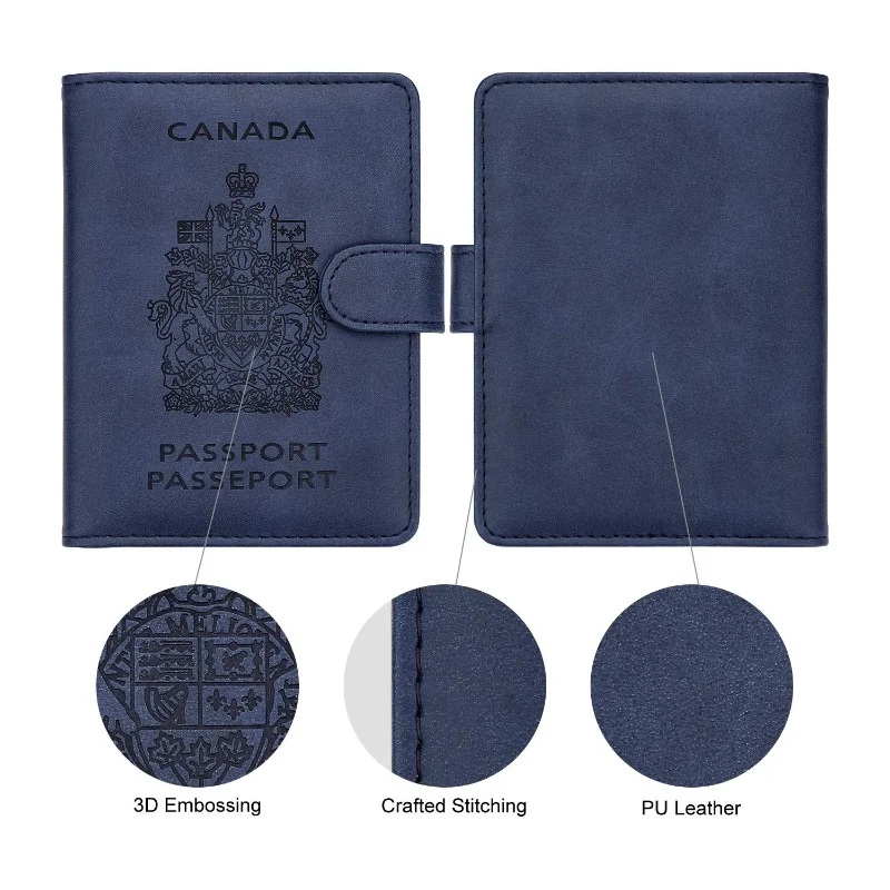 Factory wholesale rfid canadian passport holder cover pu leather canada