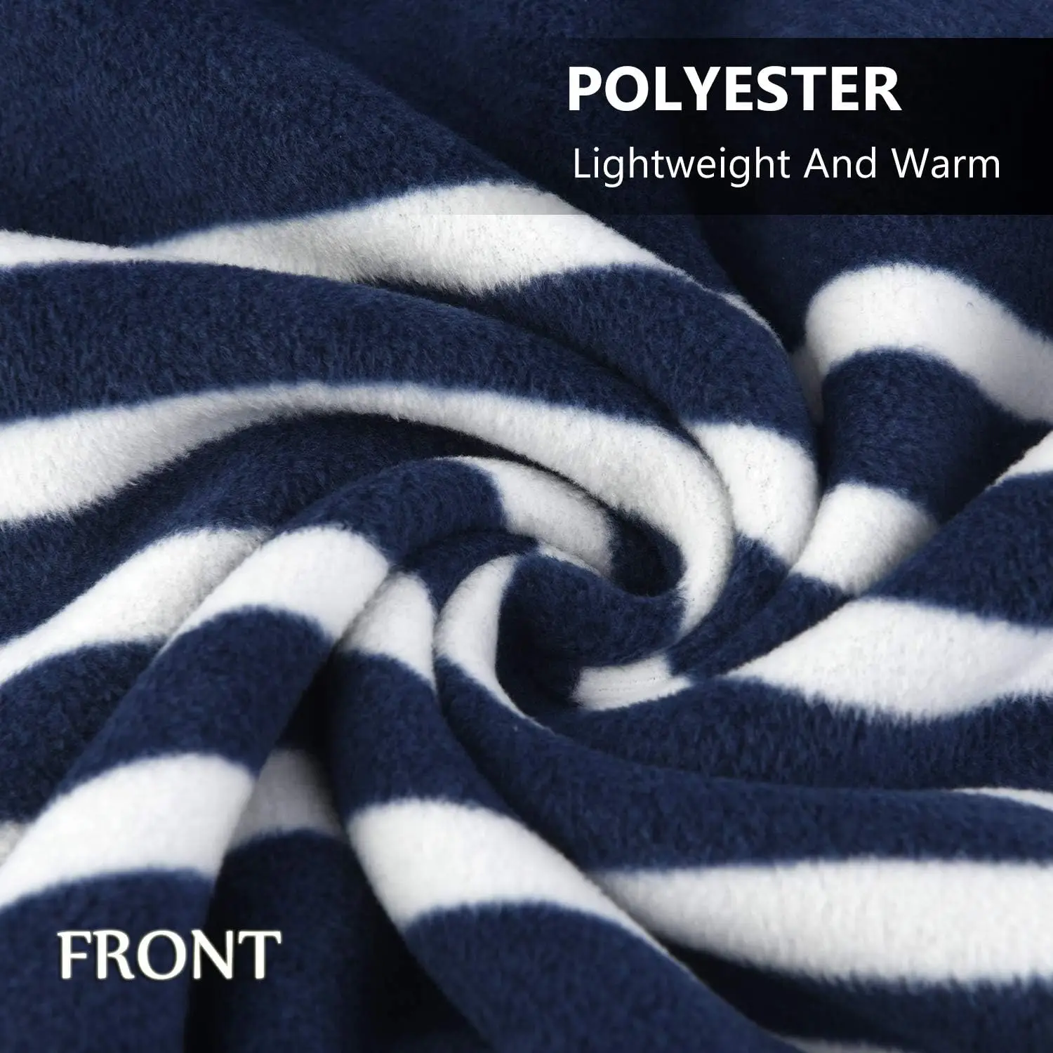 Fleece Wearable Blanket, Plaid Lap Blanket Comfy Poncho Throw with Buttons for Bed Sofa Office, Blue-White