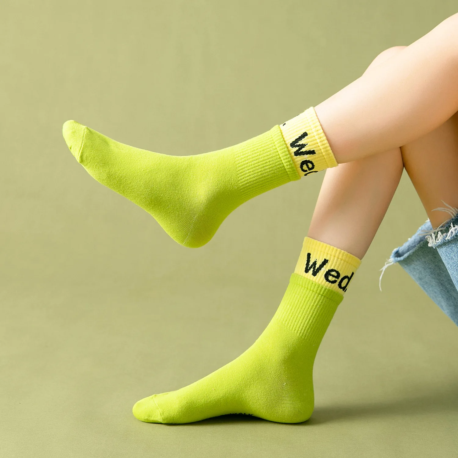 wholesale new custom women double rib medium hose cotton color sport summer breathable teenagers crew socks