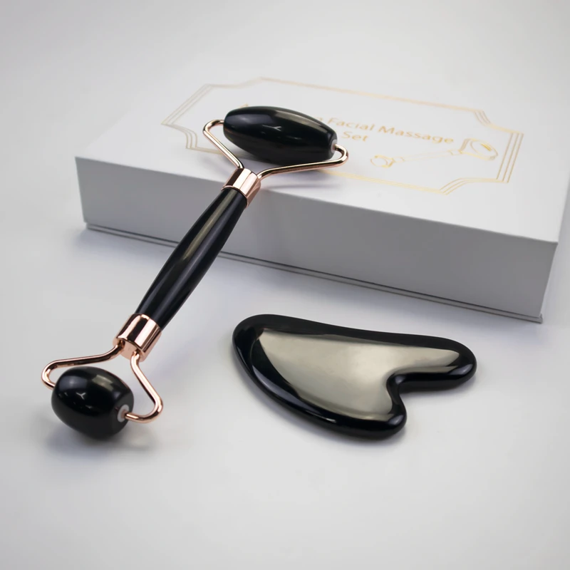 Натуральный черный нефритовый ролик для массажа лица и инструментов Guasha